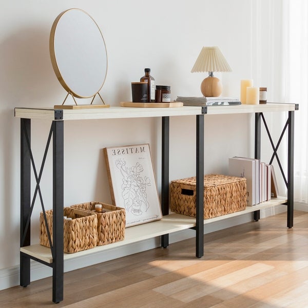 Console Table, Long Sofa Table with Shelf for Living Room and Entryway