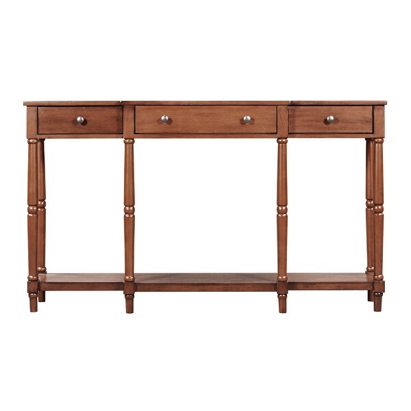 Solid Wood Console Table, Entryway Table with Storage Shelf and Drawer