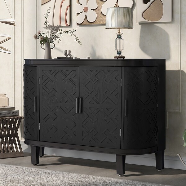Accent Storage Sideboard with Antique Pattern Doors, Wooden Console Cabinet Suitable for Hallway, Entryway, Living Room, Bedroom