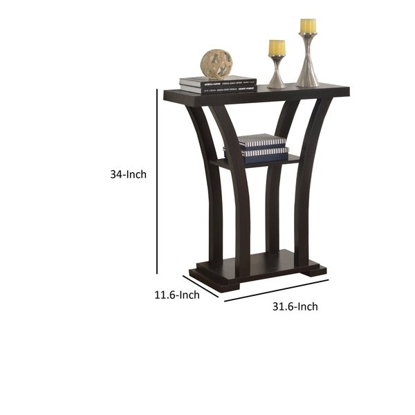 Wooden Console Table With 1 Shelf, Dark Espresso