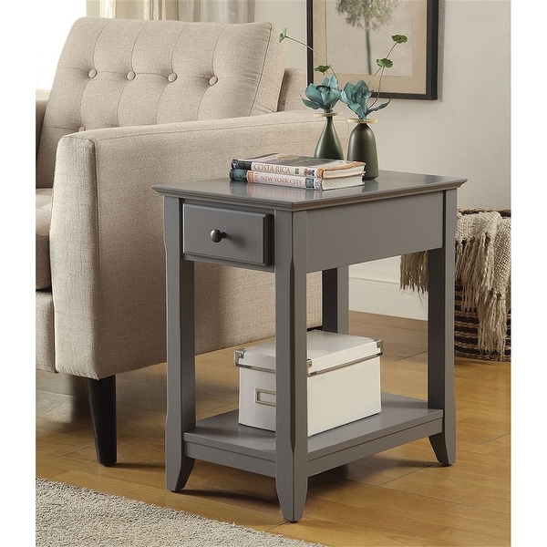 Side Table, Sofa Table Snack Table with Bottom Shelf and 1 Drawer
