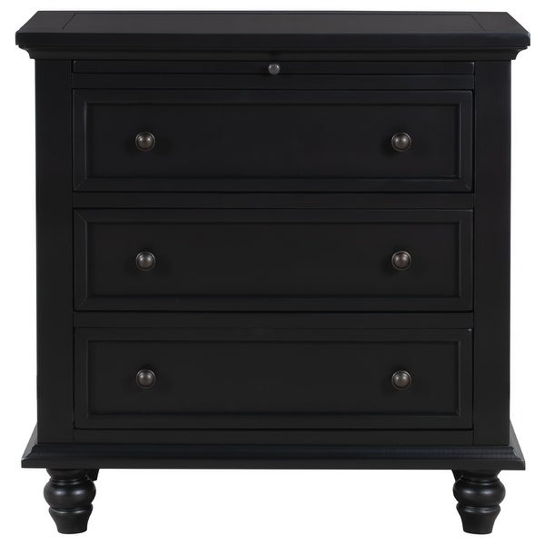 3 Drawer Storage Wood Cabinet, End Table with Pull out Tray for Entryway, Kitchen, Living Room