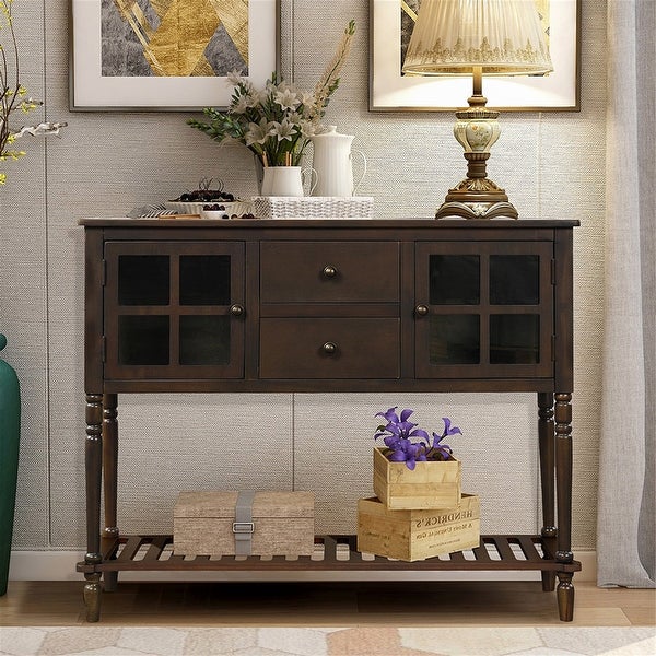Console Table with Bottom Shelf, Storage Cabinet Living Room