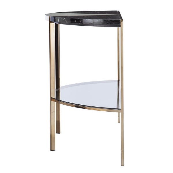 Cortihana Half Moon Faux Marble Console Table, Gold