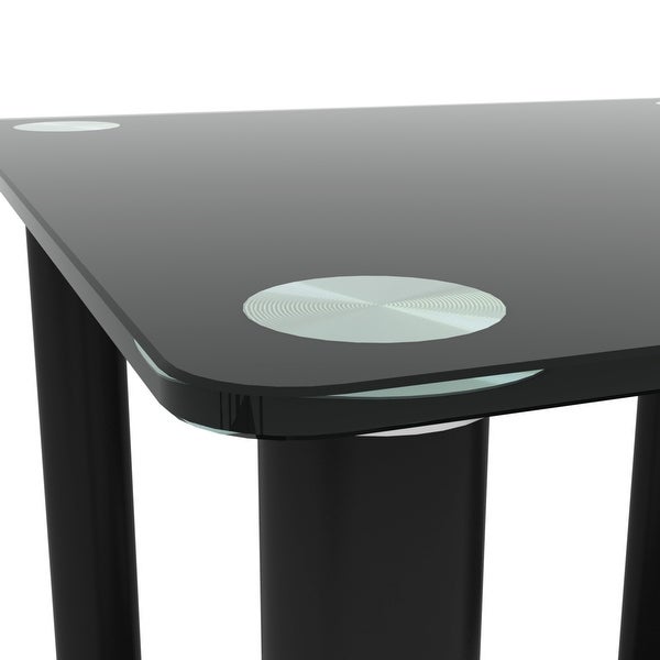 2-Tier Glass Metal Side Table with Storage Shelve, 2-Piece