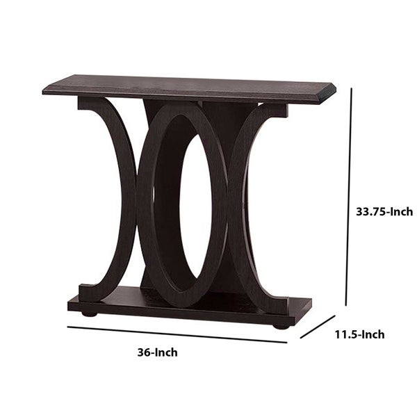 Stylish Console Table With Base Shelf, Dark Brown