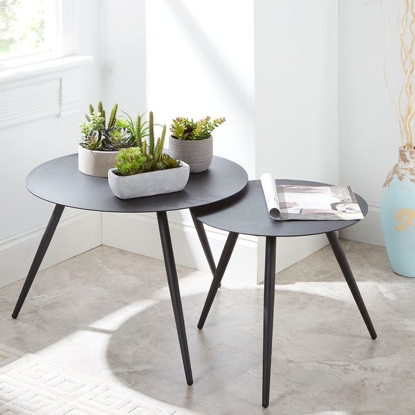 Ryker Metal Outdoor Nesting Side Tables, Black
