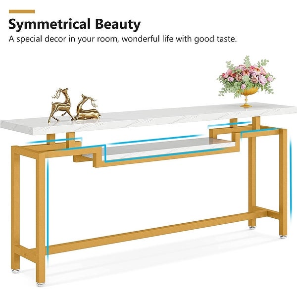 70.9 inch Console Table, Narrow Long Behind Sofa Table with 2 Ties for Entryway, Hallway, Living Room, Rustic Brown