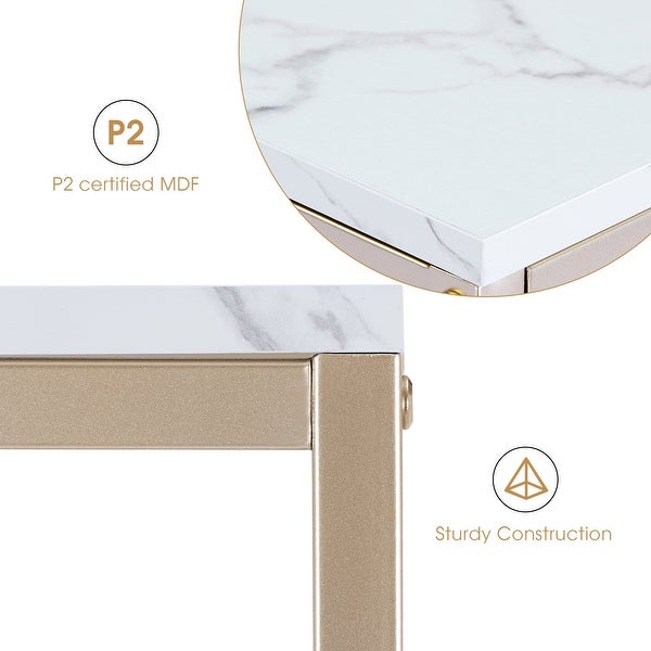 ivinta 3-Tier Console Table White Entryway Table with Shelves, Gold Sofa Tables for Living Room