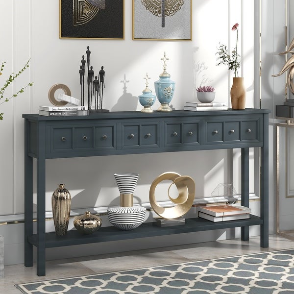 Rustic Entryway Console Table, Sofa Table with 2 Drawers and Shelf