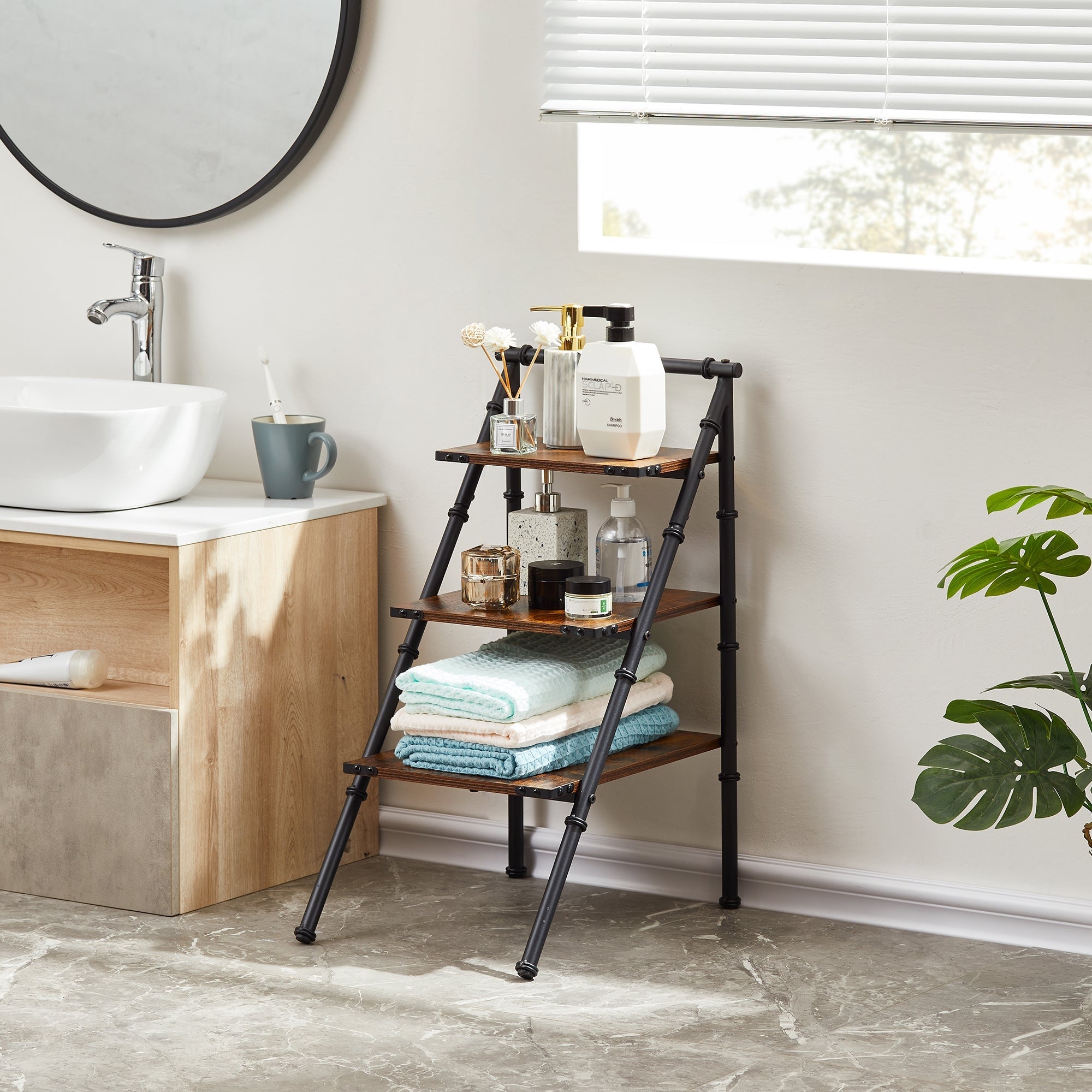 VECELO, Triangular Side Table With 3-tier Storage Shelves(1PCS/2PCS)