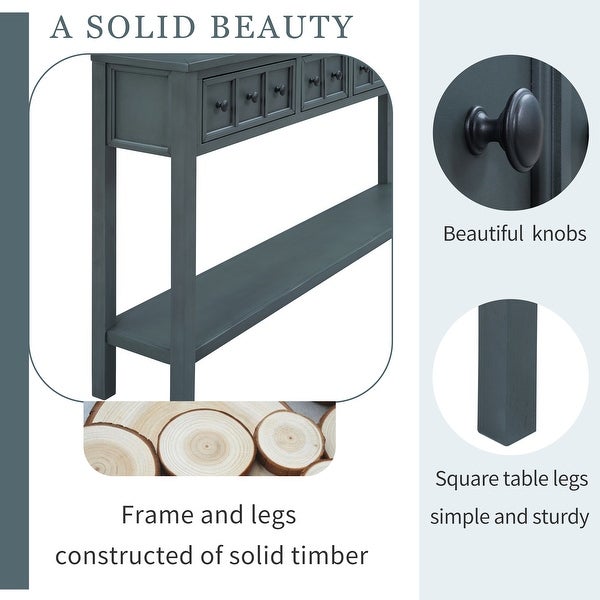 Rustic Entryway Console Table, Sofa Table with 2 Drawers and Shelf
