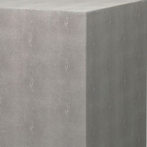 Side Table with Square Frame and Faux Shagreen Accent, Gray