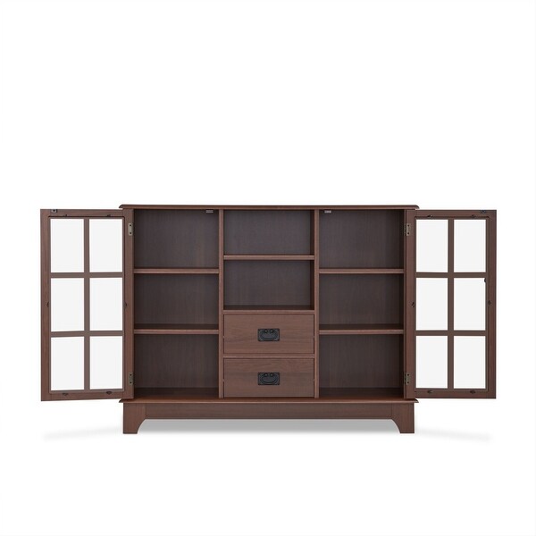 Double Door Console Table With 2 Drawer and 8 storage Bits,Narrow for Entryway, Living Room, Hallway - 42