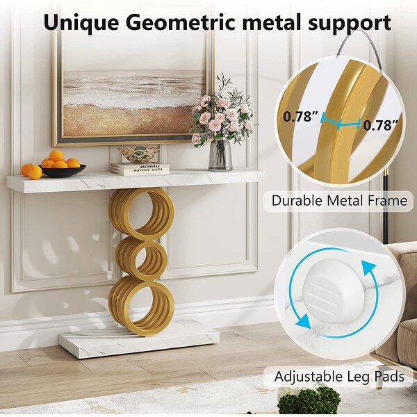39 Inch Gold Console Table, Modern Sofa Entry Table Behind Couch