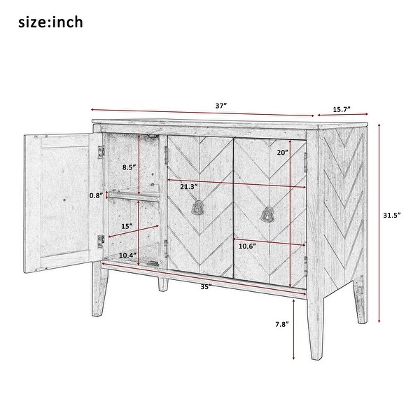 Grey Wooden Storage Cabinet Entryway Table with Adjustable Shelf