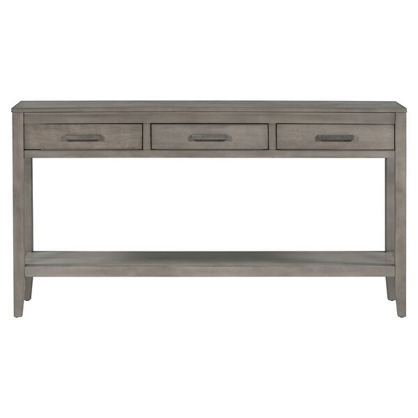 3-Drawer Console Table with 1 Shelf, Classic Entrance Storage Display Table for Entryway, Living Room, Hallway