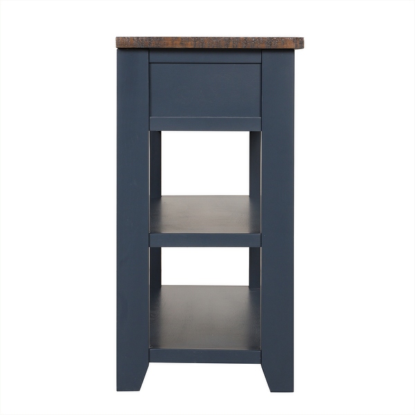 48'' Solid Pine Wood Top Console Table, Modern Entryway Sofa Side Table with 3 Storage Drawers and 2 Shelves. Easy to Assemble