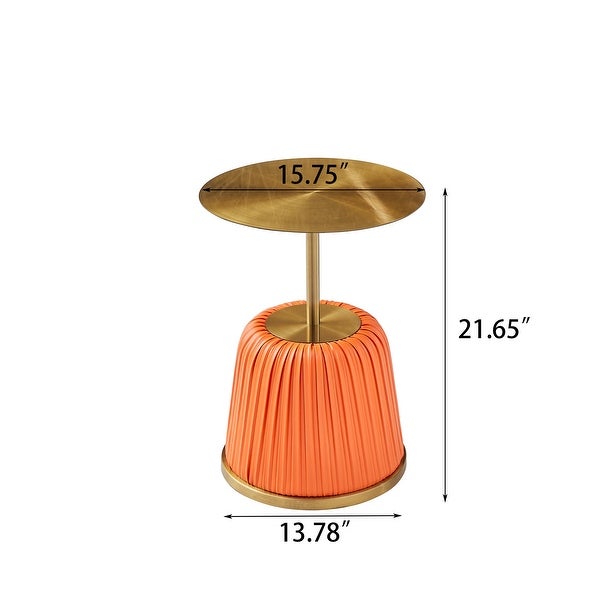 Metal Covered Side Table, Small Sofa Table, Exquisite End Table with Gold Table Top, Living Room Side Table