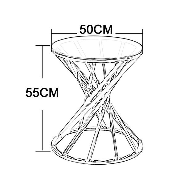 Round Glass Top Side Table with Stainless Steel Frame for Living Room, Modern Spiral Center Table Small Coffee Table End Table