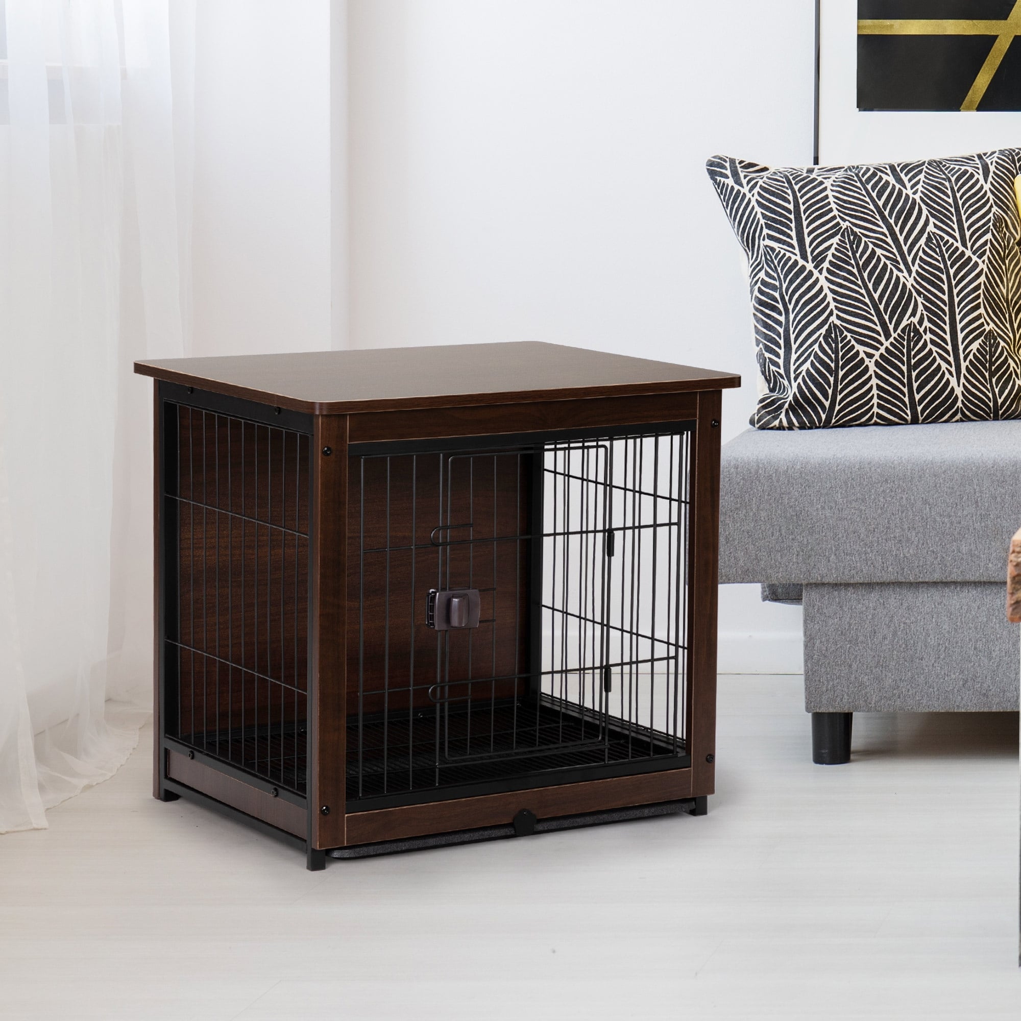 Side Table with Dog Cage Design, Small/ Medium/ Large Sizes to Choose