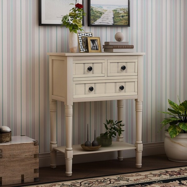 Narrow Console Table, Slim Sofa Table with Three Storage Drawers
