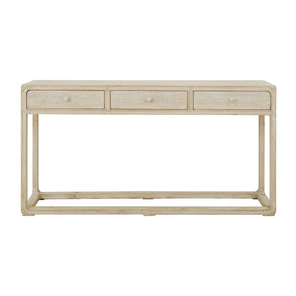 Artissance Reclaimed Peking Console Table With 3 Drawers and Weathered White Wash Finish, 34 Inch Tall