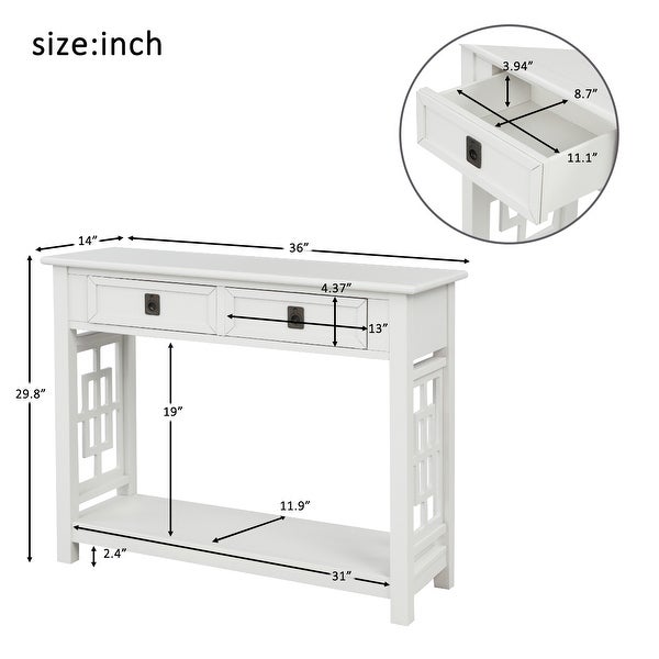 Console Table with 2 Drawers and Bottom Shelf