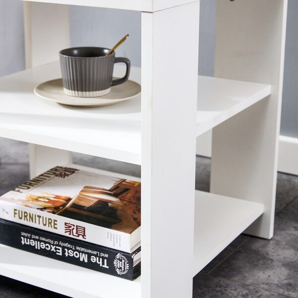Square wooden Side Table,3-tier End Table