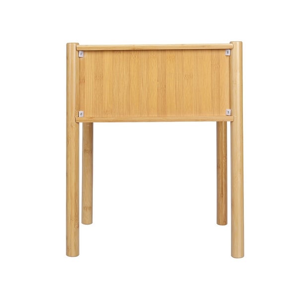 Grondin Mid-Century Modern 1 Drawer End Table Sofa Side Table with Solid Bamboo Frame, Acrylic Drawer Front and Soft Feet Pads