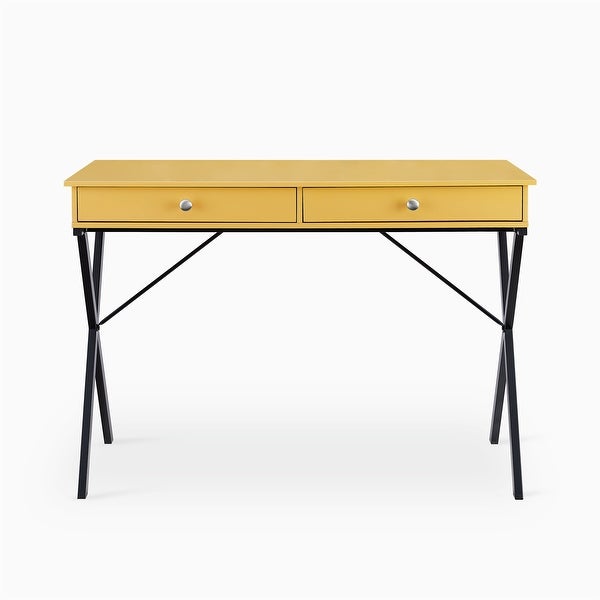 2 Drawers Writing Desk with Stoving Varnish Steel Frame, MDF Table Top