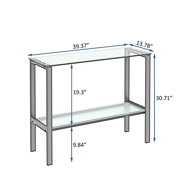 Rectangular Console Table, Double-layer Tempered Glass Porch Table