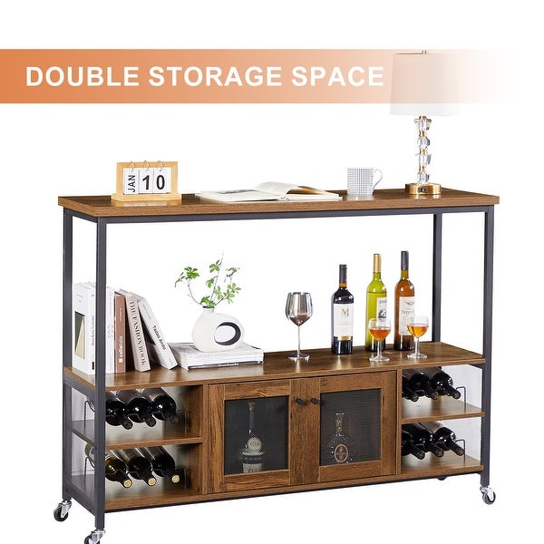 Wine shelf table, modern wine bar cabinet, console table, bar table, TV cabinet, sideboard with storage compartment