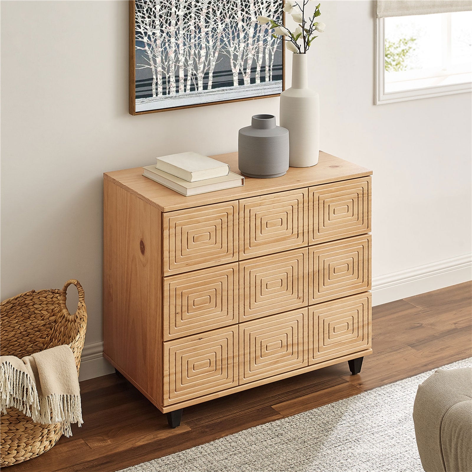 BIKAHOM Solid Wood 3 Drawer Dresser for Bedroom, Storage Organizer for Hallway,Stylish Dressers, Side Table for Living Room