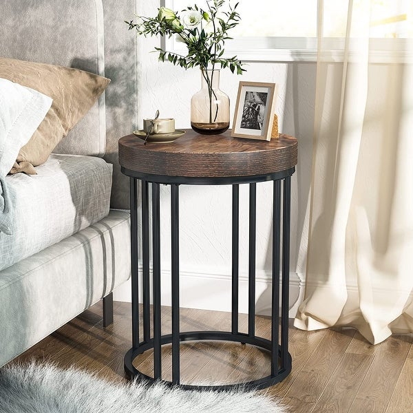 Round Side Table End Table for Living Room Bedroom, Thick Sturdy - 9.69 x 9.84 x 23.62 inches