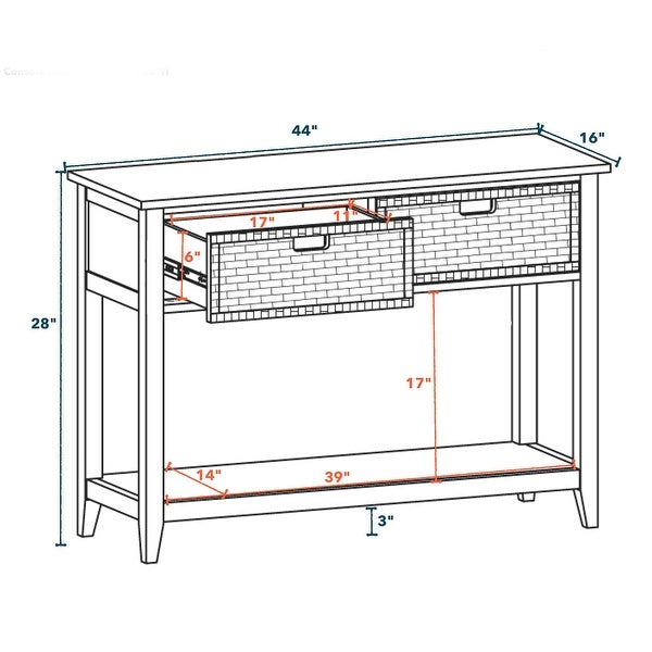 Modern Style Console Table, Sofa Table With 2 Baskets And Shelf