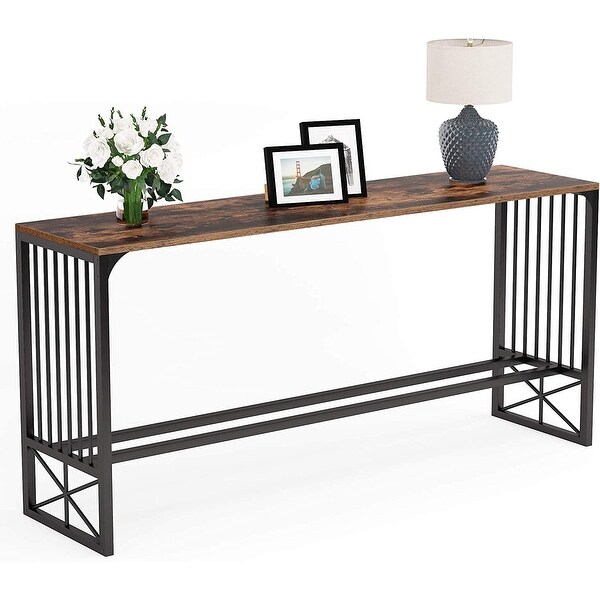 70.9 inch Extra Long Sofa Table, Rustic Industrial Entryway Console Table