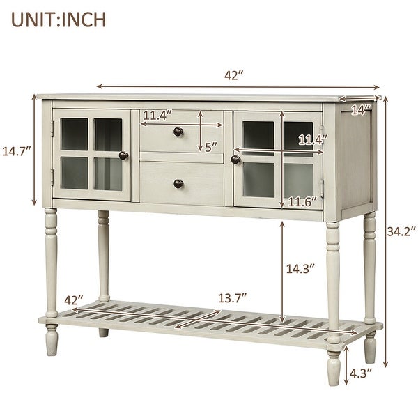 Console Table with Bottom Shelf, Storage Cabinet Living Room