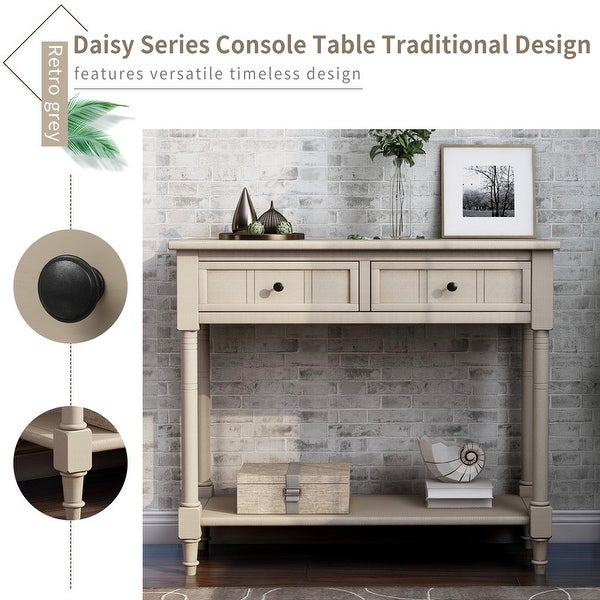 Traditional Leisure Area Sideboard,Console Table with 2 DrawersandShelf