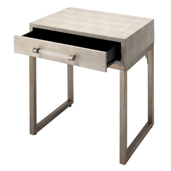 Alden Décor Brayden Faux Shagreen Side Table, Cream