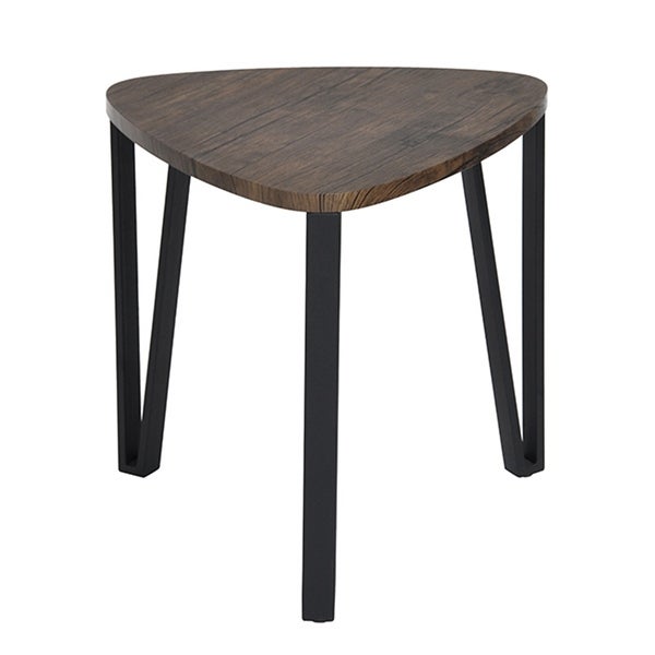 Stacking Side Table Set of 3, Nesting Triangle End Coffee Tables, Vintage Brown