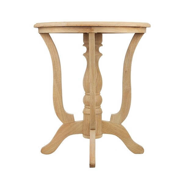 28 Inch Round Side Table, Turned Legs, Classical Style, Wood Grain, Brown