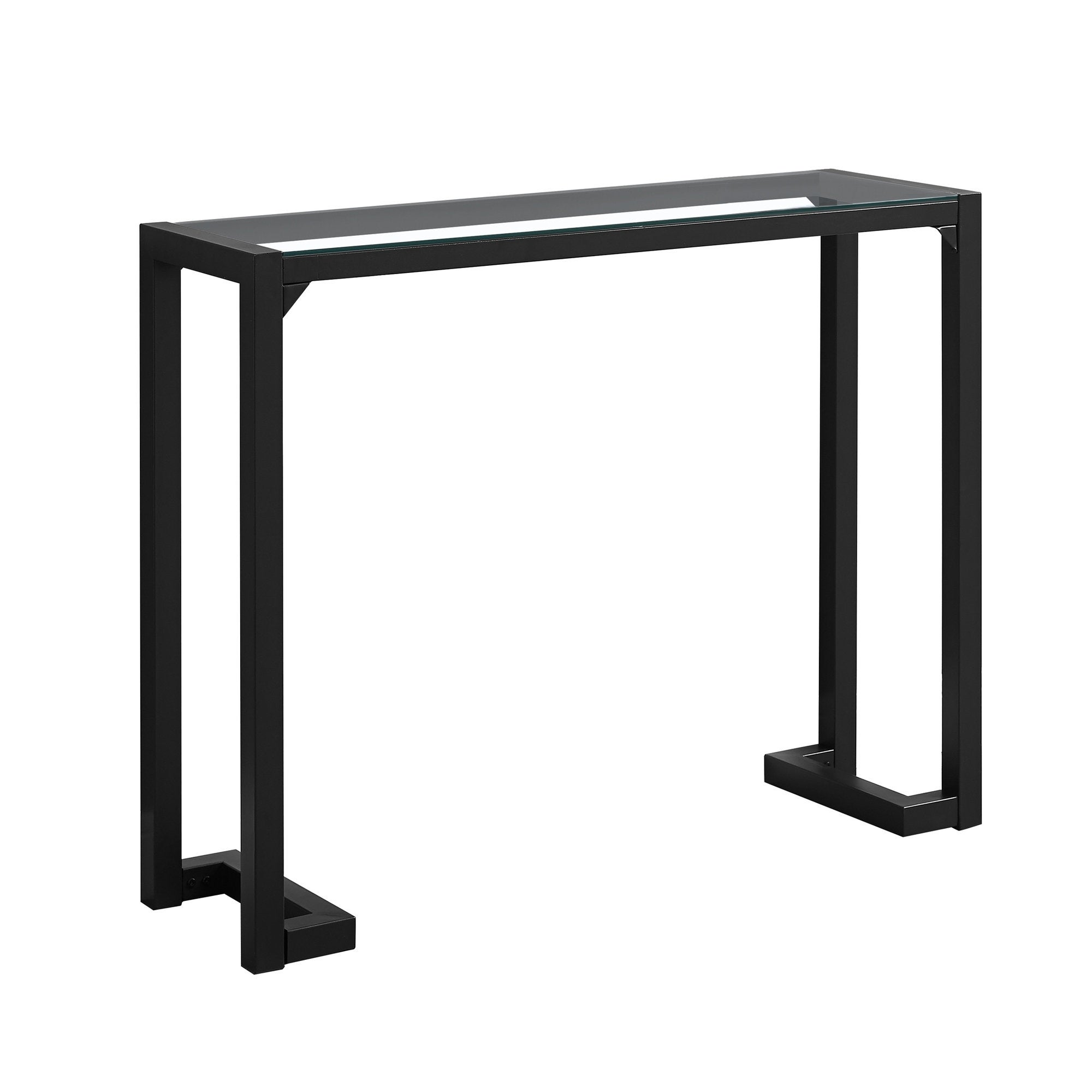 Accent Table, Console, Entryway, Narrow, Sofa, Living Room, Bedroom, Metal, Tempered Glass, Clear, Contemporary, Modern