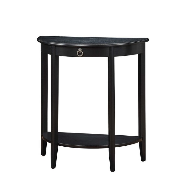 Half Moon-Shape Console Table, Side Table W/ Lower Display Shelf