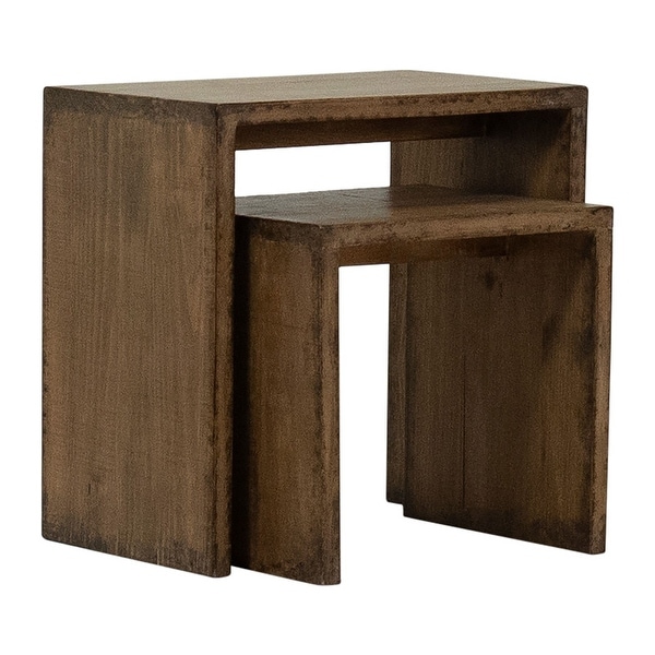 Evie Set of 2 Nesting Side Tables, Medium Brown