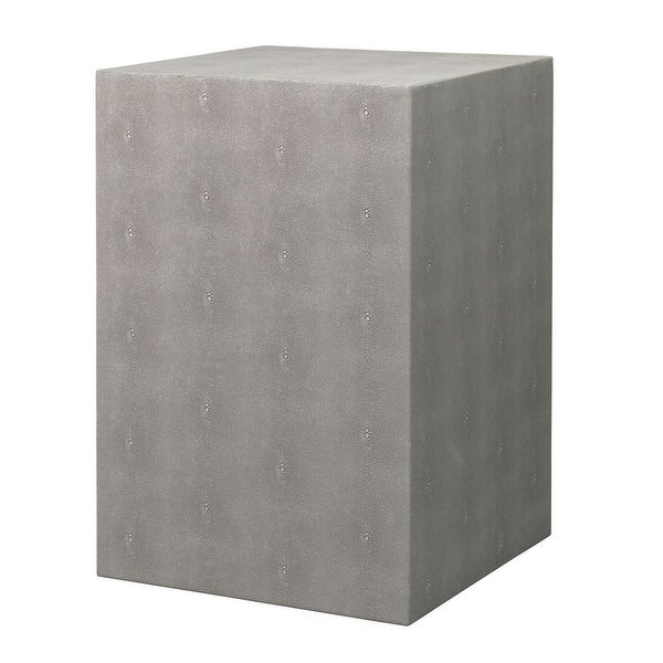 Side Table with Square Frame and Faux Shagreen Accent, Gray