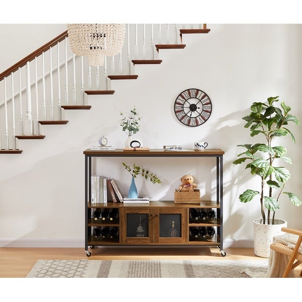 Wine shelf table, modern wine bar cabinet, console table, bar table, TV cabinet, sideboard with storage compartment