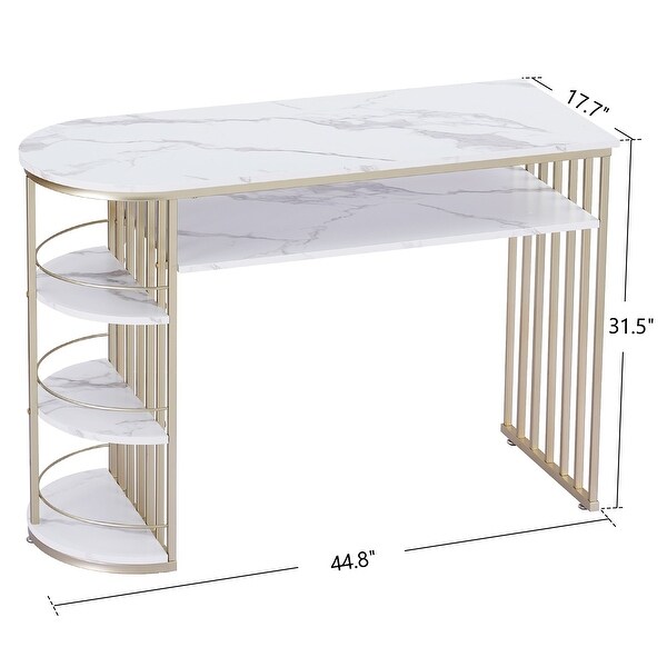 Ivinta Console Table with Storage, White Gold Entryway Table with Shelves, Gold Sofa Table for Living Room, Hallway