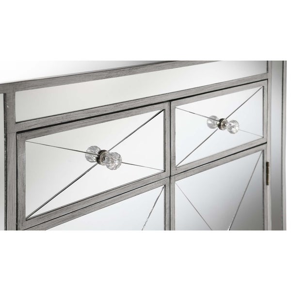 Gold Coast Vineyard 2 Drawer Mirrored Hall Table, Silver Color