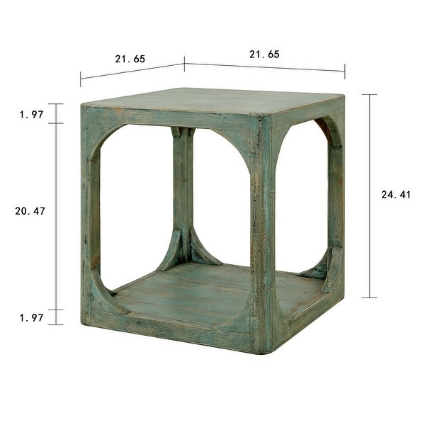 Artissance Versatile Peking Ming Side Table With Weathered Soft Aqua Wash, 24 Inch Tall